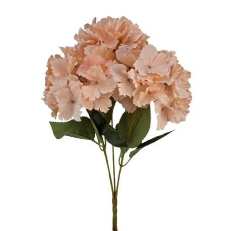 Erezett szirmú hortenzia csokor 5 fejes - Barack - 45 cm