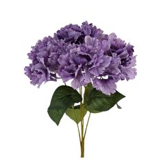 Erezett szirmú hortenzia csokor 5 fejes - Lila - 45 cm