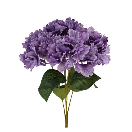 Erezett szirmú hortenzia csokor 5 fejes - Lila - 45 cm