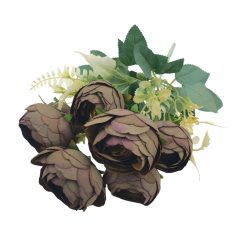 7 fejes boglárka csokor - Sötét Barna - 41 cm