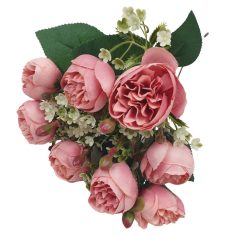 9 fejes csokor apró virággal - Mályva -  34 cm 