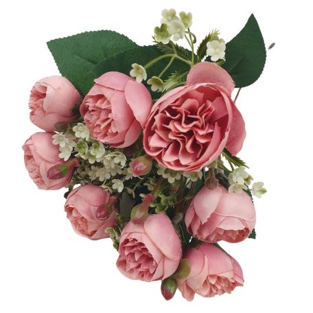 9 fejes csokor apró virággal - Mályva -  34 cm 