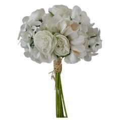 Vegyes virágú dekor köteg - Fehér - 30 cm