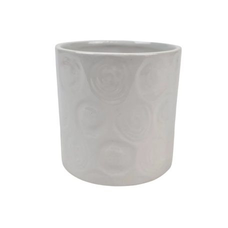 Körmintás kerámia kaspó - Fehér - 9,8 cm