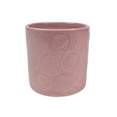 Körmintás kerámia kaspó - Rózsaszín - 9,8 cm