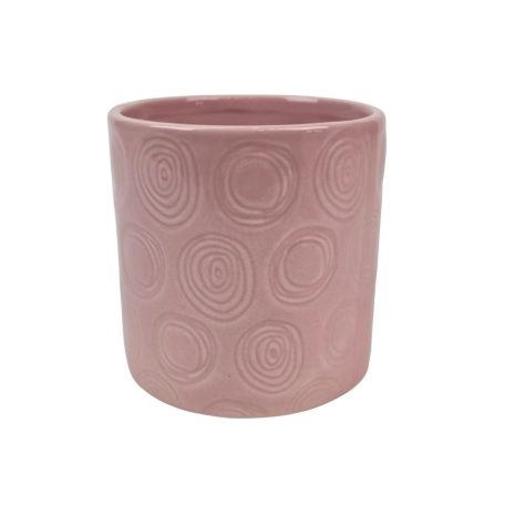 Körmintás kerámia kaspó - Rózsaszín - 9,8 cm