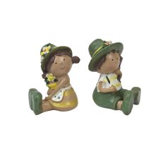 Sárga-zöld ruhás kertész figura - 7 cm