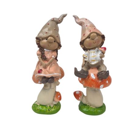 Nagy orrú manó figura gombán - 15 cm