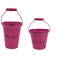  Színes bádog vödör BUCKET - Pink - 10x10x13 cm. 13x13x12 cm 