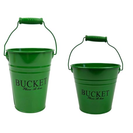 Színes bádog vödör BUCKET - Zöld - 10x10x13 cm. 13x13x12 cm 