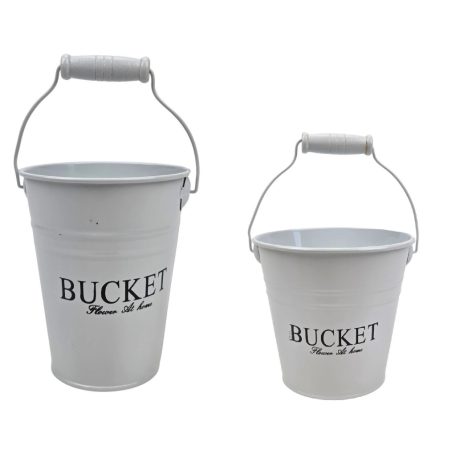 Színes bádog vödör BUCKET - Fehér - 10x10x13 cm. 13x13x12 cm 