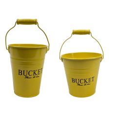  Színes bádog vödör BUCKET - Sárga - 10x10x13 cm. 13x13x12 cm 