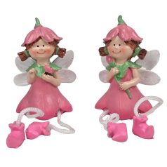 Rózsaszín ruhás lógólábú tündér - 11 cm