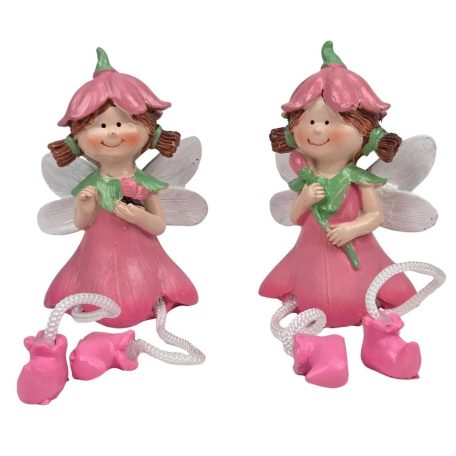 Rózsaszín ruhás lógólábú tündér - 11 cm