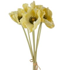  Élethű pipacs köteg - Krém-sárga - 36 cm - 6 szál/köteg