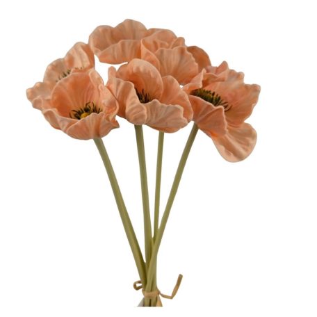 Élethű pipacs köteg - Barack - 36 cm - 6 szál/köteg