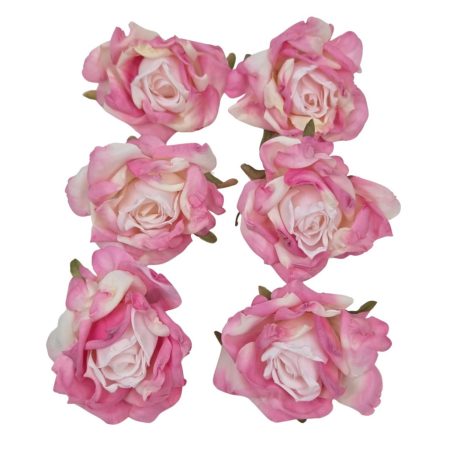Dekor fejvirág 42 - Cirmos pink - 6 cm - 6 db/csomag