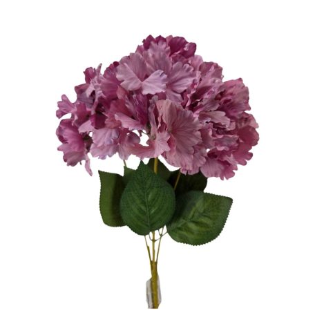 Erezett szirmú hortenzia csokor - Mályva - 47 cm