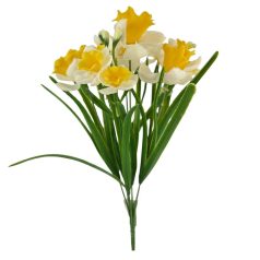 Vegyes virágú gumi nárcisz csokor - Fehér - 38 cm