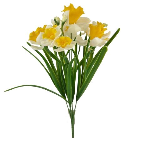 Vegyes virágú gumi nárcisz csokor - Fehér - 38 cm