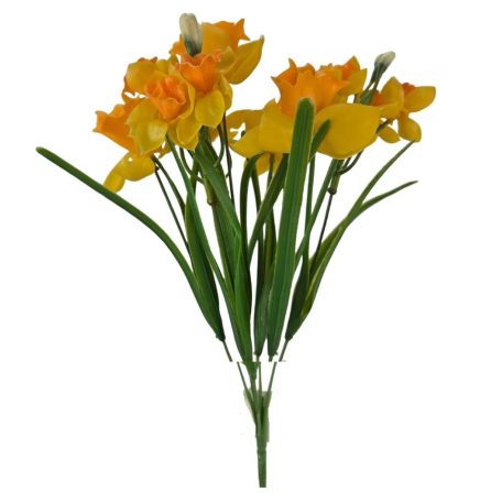 Vegyes virágú gumi nárcisz csokor - Sárga-narancs - 38 cm 