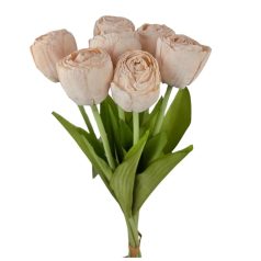   7 szálas szárított hatású tulipán csokor - Barack - 43 cm