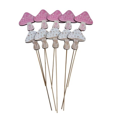 Fa betűző - Virágmintás gomba - 6,5x7 cm+19 cm szár - 10 db/csomag