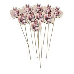   Fa betűző - Mókus virággal - 7x6,5 cm+18,5 cm szár - 10 db/csomag