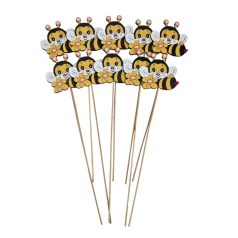   Fa betűző - Mosolygós méhecske - 7x7 cm+24 cm szár - 10 db/csomag