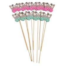   Fa betűző - SPRING lepke - 6,5x5 cm+22 cm szár - 10 db/csomag