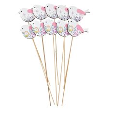   Fa betűző - Virágmintás madár - 8,5x5,5cm+24cm szár - 10 db/csomag