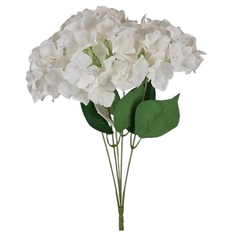 5 fejes hortenzia csokor - Fehér - 50 cm 