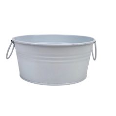 Fémfüles kerek bádog tál - Fehér - 15 cm, 20 cm
