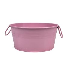 Fémfüles kerek bádog tál - Rózsaszín - 15 cm, 20 cm