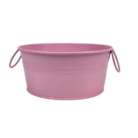 Fémfüles kerek bádog tál - Rózsaszín - 15 cm, 20 cm