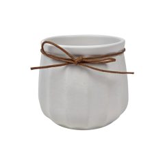 Zsinóros bordás kaspó - Tört fehér - 9x9x9 cm