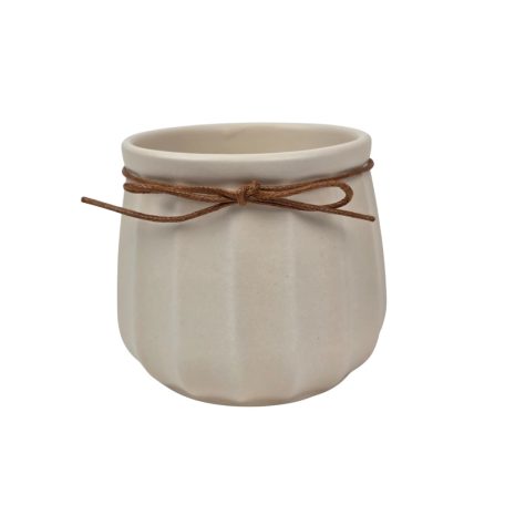 Zsinóros bordás kaspó - Krém - 9x9x9 cm