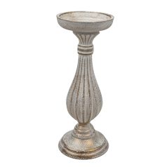 Dekor talpas gyertyatartó - Antikolt fehér - 28 cm 