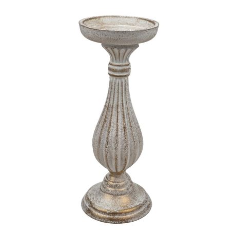 Dekor talpas gyertyatartó - Antikolt fehér - 28 cm 