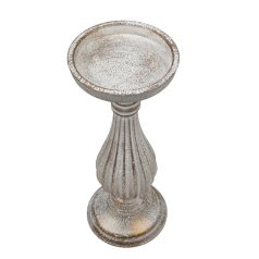Dekor talpas gyertyatartó - Antikolt fehér - 28 cm 