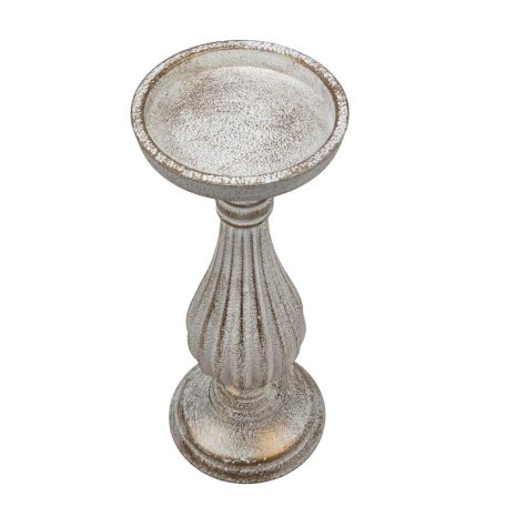 Dekor talpas gyertyatartó - Antikolt fehér - 28 cm 