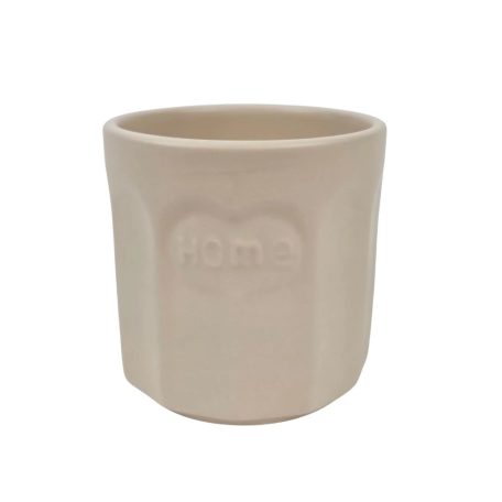 Bordázott HOME feliratos kaspó - Krém - 10 cm