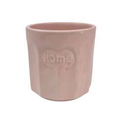 Bordázott HOME feliratos kaspó - Rózsaszín - 10 cm