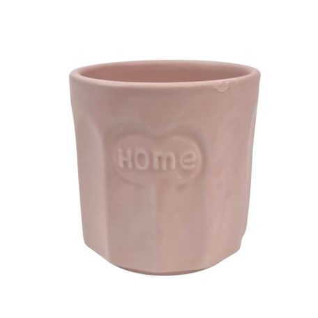 Bordázott HOME feliratos kaspó - Rózsaszín - 10 cm