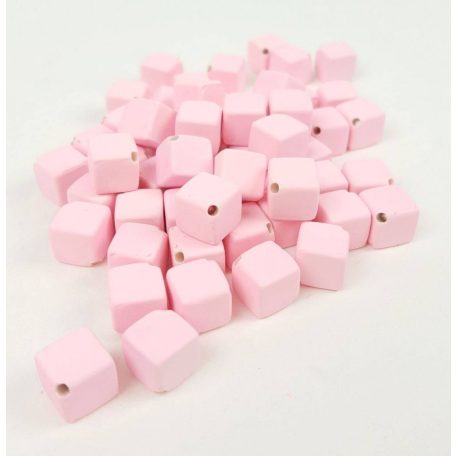 Fűzhetős kocka gyöngy - Rózsaszín - 60 g/csomag