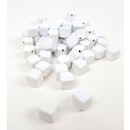 Fűzhetős kocka gyöngy - Fehér - 60g/csomag