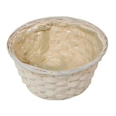 Bambusz tál bélelt - Fehér - 20x9,5 cm