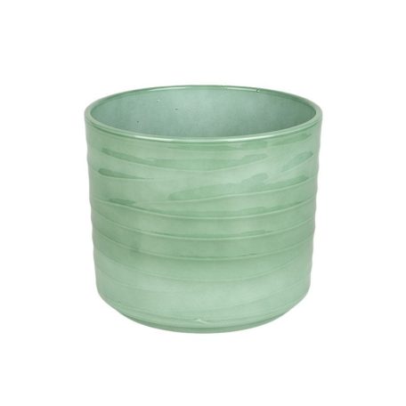 Wave kerámia kaspó - Fényes zsályazöld - 14 cm, 16 cm, 20 cm