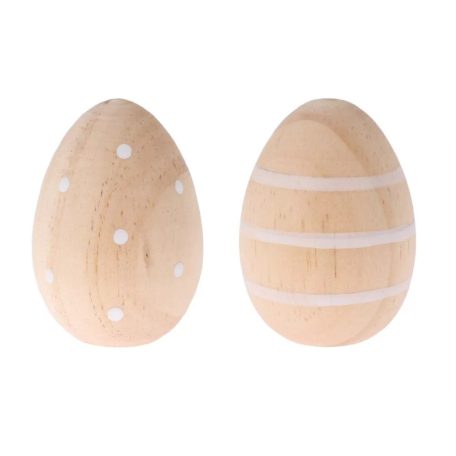 Tojás fa festett mintás - 2 féle - 5,5 cm