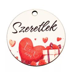 "Szeretlek" feliratos dekor tábla - 5 cm